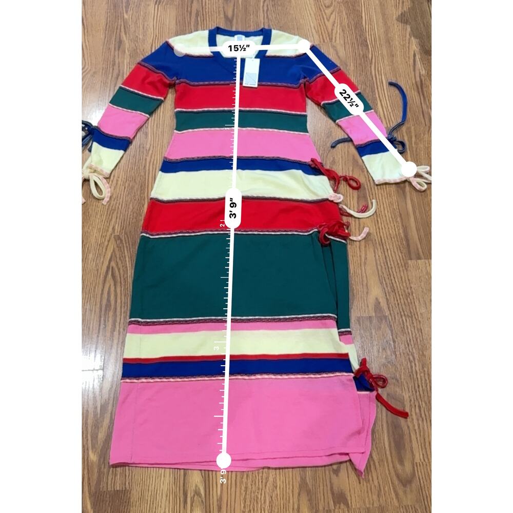 Rosie Assoulin Bow-Detailed Striped Wool Midi Fitted Dress XS Multicolor Runway - Picture 8 of 16